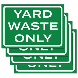 4pk Yard Waste Stickers 10" x 7" | Weatherproof Vinyl Yard Waste Only Compost Stickers for Outdoor Trash Can