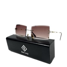 $ole only Rimless Lightweight UV400 Retro See-through Lens, Square, Small Lens, Stylish, Men's, Women's, Glasses, Rectangle, Gradient, Driving, Small Face, Backlight, Fashion, Vintage Eyewear