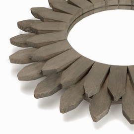 Honiway Honiway Farmhouse Wall Decor Mirror 12 inch Sunburst Boho Wood Mirror Rustic Home Decor Room Decoration for Bedroom Living Room Weathered Grey