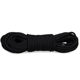 Rope and Cord Smooth Braid Accessory Cord – Durable Polyester Rope for Outdoors – Black (5mm x 25 ft)