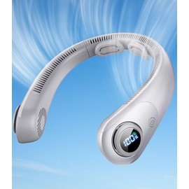 Portable Neck Fan With LED Display, Hands-free 5 Speeds Cooling, Neck Support, Lightweight, Battery Operated, Personal Bladeless Fan Rechargeable, Gift for Women Men, Hot Flashes, Travel, Camping