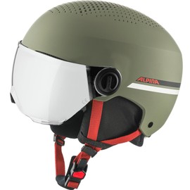 ALPINA Children's Zupo Visor Q-lite Ski Helmet, Olive Red Matt, 48-52