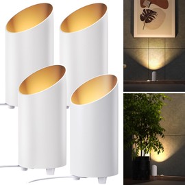 Sunco Uplighting Indoor with Foot Switch, LED Floor Can Light Spotlight, for Indoor Plants 7W, 450 LM, 3000K Warm White, 120V, Non-Dimmable, White 4 Pack.