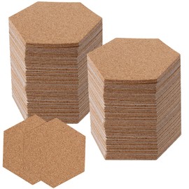 TAICHEUT 200 Pieces Hexagon Self-Adhesive Cork Coasters, 4 x 4 Inches Sticky Cork Coasters, Mini Wall Cork Tiles, Cork Backing Sheets for Cork Coasters and DIY Crafts Supplies(Natural)
