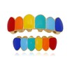 canjoyn Rainbow Grillz Vampire Fangs 6 Teeth Top Bottom Set