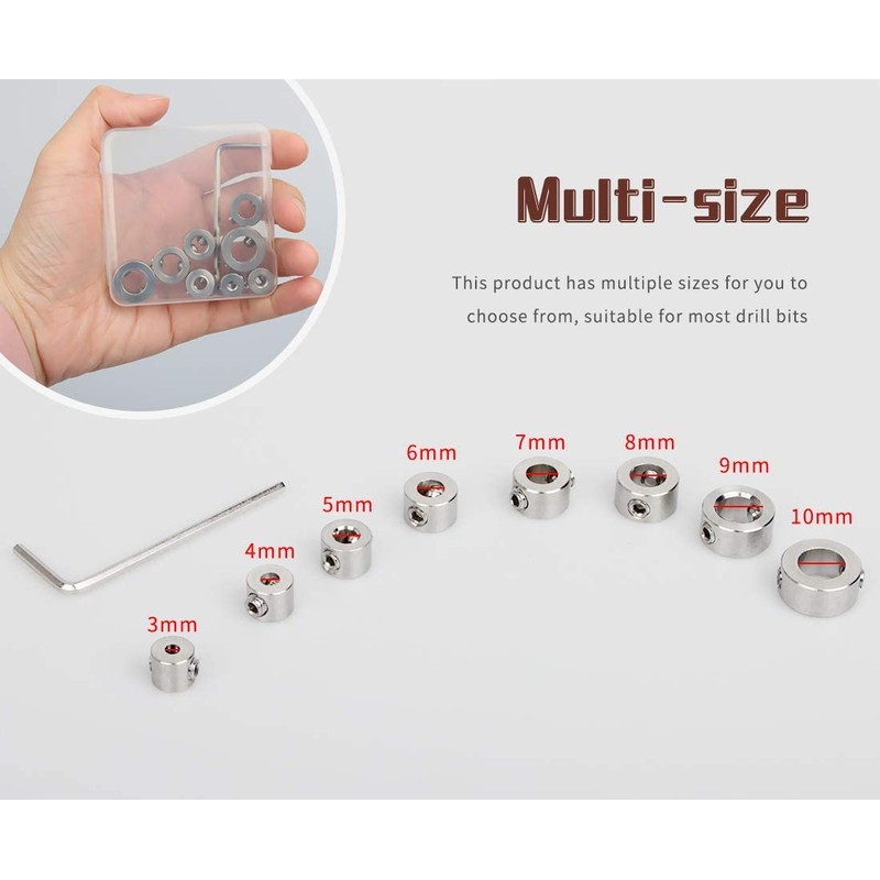 Depth Stop for Drill, XiXiRan 8-Piece Positioner Ring Positioner Depth