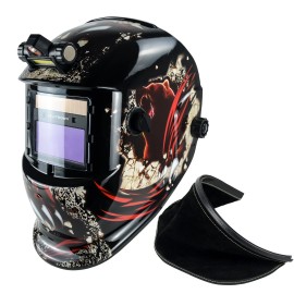 TRQWH Welding Hood with Light & Heat-Resistant Leather Bib, Optical Clarity