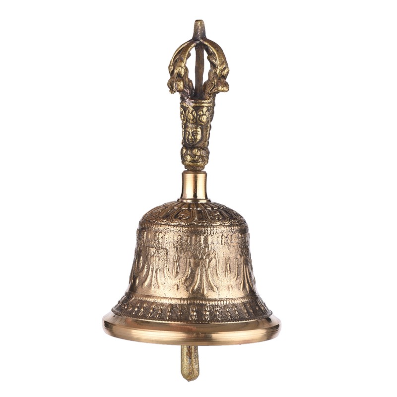 Tibetan Buddhist Bell Bronze Hand Bell with Vajra Padding for