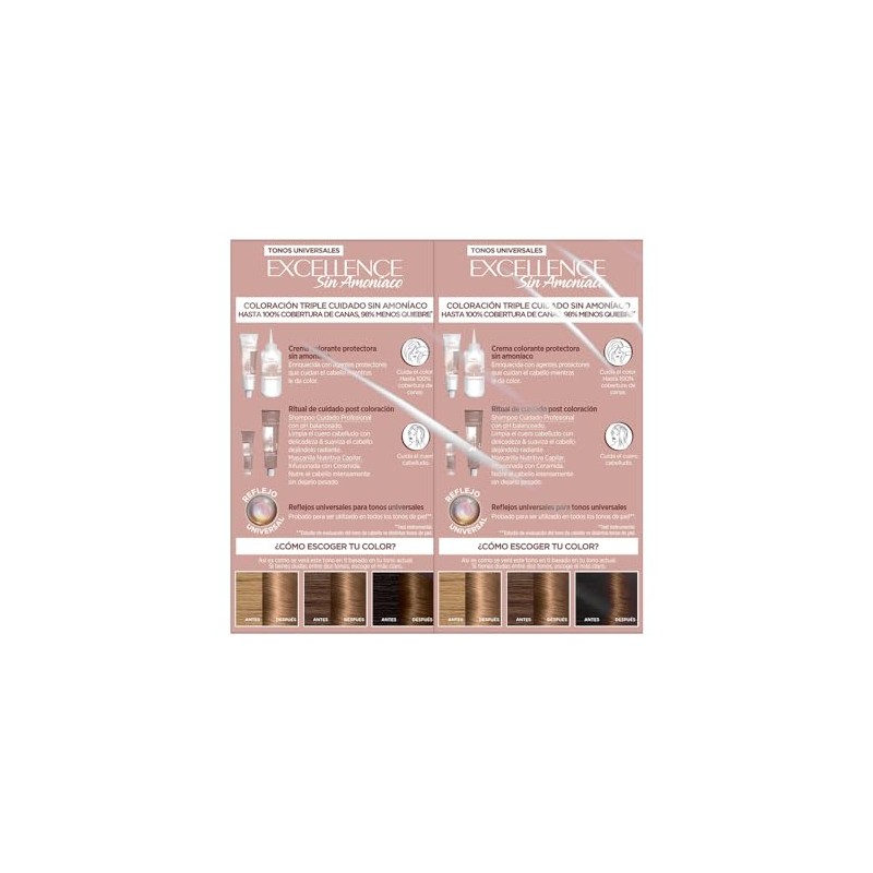 L'Oreal Paris, 2 Tintes Para Cabello Excellence Sin Amoniaco De