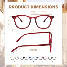JiSoo 2 Pack Reading Glasses Women 1.0 Stylish Designer Readers 1.0, Womens Readers 1.0+ with Spring Hinge, Red+Blue