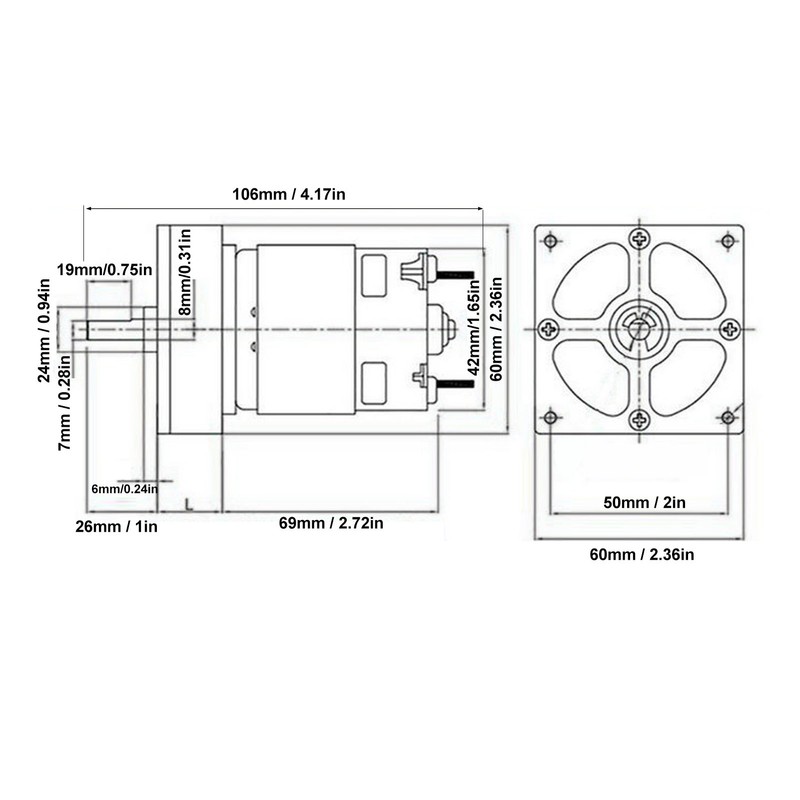 Gear Motor DC 24V 3.8A Speed Reduction Self Locking Reversible