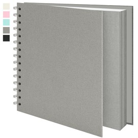 Scrapbook Photo Album Linen Cover, Hardcover Kraft White Pages Memory Book, for Travel Wedding Guest Book Christmas Baby Shower Grey 8 Inch 40 Pages
