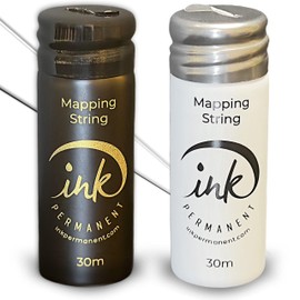 Ink Permanent Black and White Brow Mapping String [2 X 100 Ft Bottles - 60 m] Pre-Inked String for Permanent Makeup and Microblading Supplies, Brow Mapping Kit, Pre-Inked String for Brow Shaping