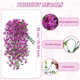 Hrobek Artificial Hanging Flowers Outdoor Spring Decoration, Fake Hanging Vine Plants UV Resistant, Faux Daisy Flower Eucalyptus for Outside Home Indoor Porch, Light Purple