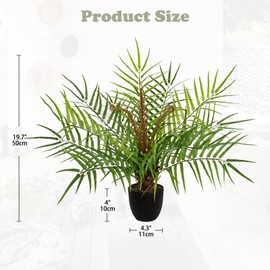 Briful Large Fake Plants 19.7'' Potted Faux Fern Plant Realistic Greenery Palm Artificial Plants Indoor for Home Decor Farmhouse Centerpieces Wedding
