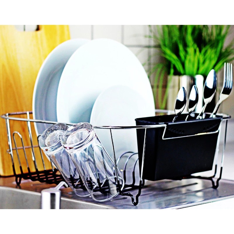 Neat-O Kitchen Steel Over Sink Dish Drying Rack with Cutlery