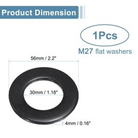 QUARKZMAN M30 Stainless Steel Flat Seals, 30 mm ID x 56 mm OD x 4 mm Thick Black Galvanised Metal Washers for Screws and Bolts