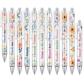Sabary Bible Verse Ballpoint Pens Christian Flower Pens Inspirational Quotes Pens Funny Office Ballpoint Pens Retractable Ink Ballpoint Pens for Women Men Colleague Coworker Writing Gifts (20 Pcs)