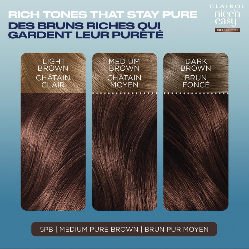 Clairol Nice'n Easy Pure Brunettes Permanent Hair Dye, 5PB Medium