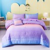 URBONUR Girls Comforter Set Twin 6PCS Gradient Purple Orange Glitter
