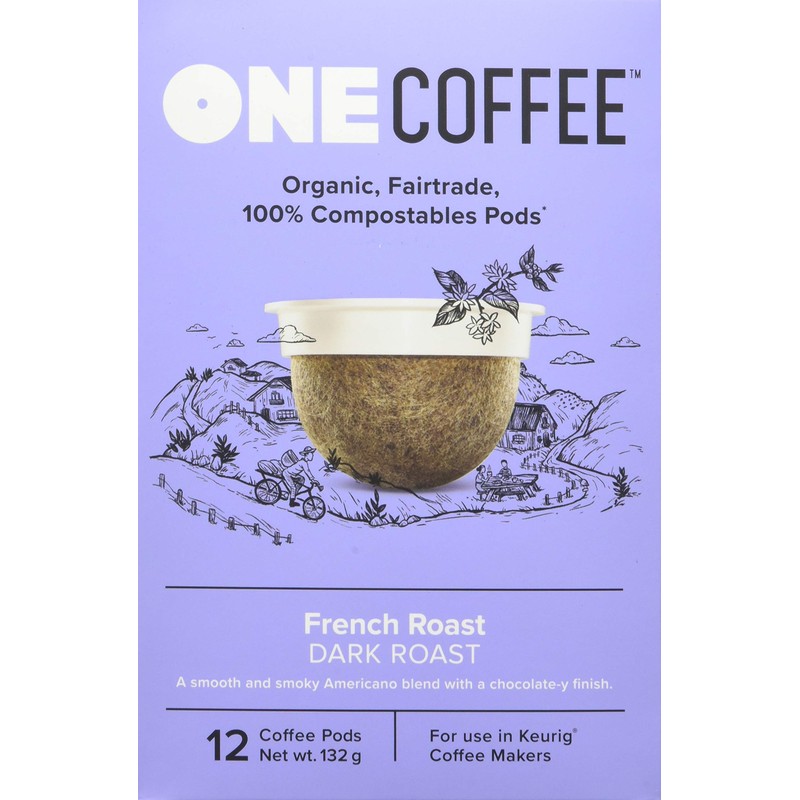 OneCoffee Organic French Roast 12 Count Single Serve Coffee 100%