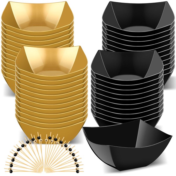 Newtay 100 Pcs Square Plastic Serving Bowls Set 50 Disposable