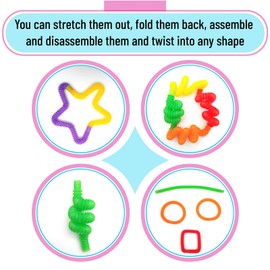 64 Pack Pop Tubes Sensory Toys with 13 Colors for Kids&Toddlers,Stress and Anxiety Relief Fidget Toy ,Imaginative Play & Fine Motor Skills Learning,Tons of Ways to Play,Connect, Stretch, Twist & Pop