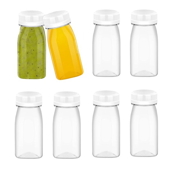 BDBF 8 Pack Reusable Shot Bottles with Lids,100ml Plastic Juice