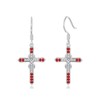 Seiyang Cross Garnet Birthstone Earring 925 Sterling Silver Cross Dangle