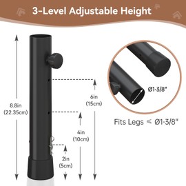 Pintuson 4 Pack Table Leg Extenders - 3 Levels Heights Adjustable Table Risers for Folding Tables, Rises 2/4/6 Inch, Suitable for Sewing Room, Bar Stool, Puzzle Desk(Black)