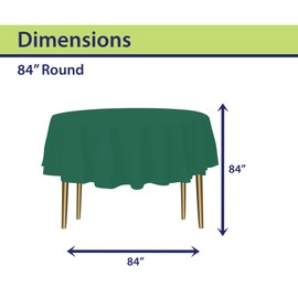 Green Disposable Plastic Tablecloth for Round Tables (12 Pack) Table Cloths for Parties, Events & Weddings, Indoors & Outdoors, 84 inches, Plastic Table Cover