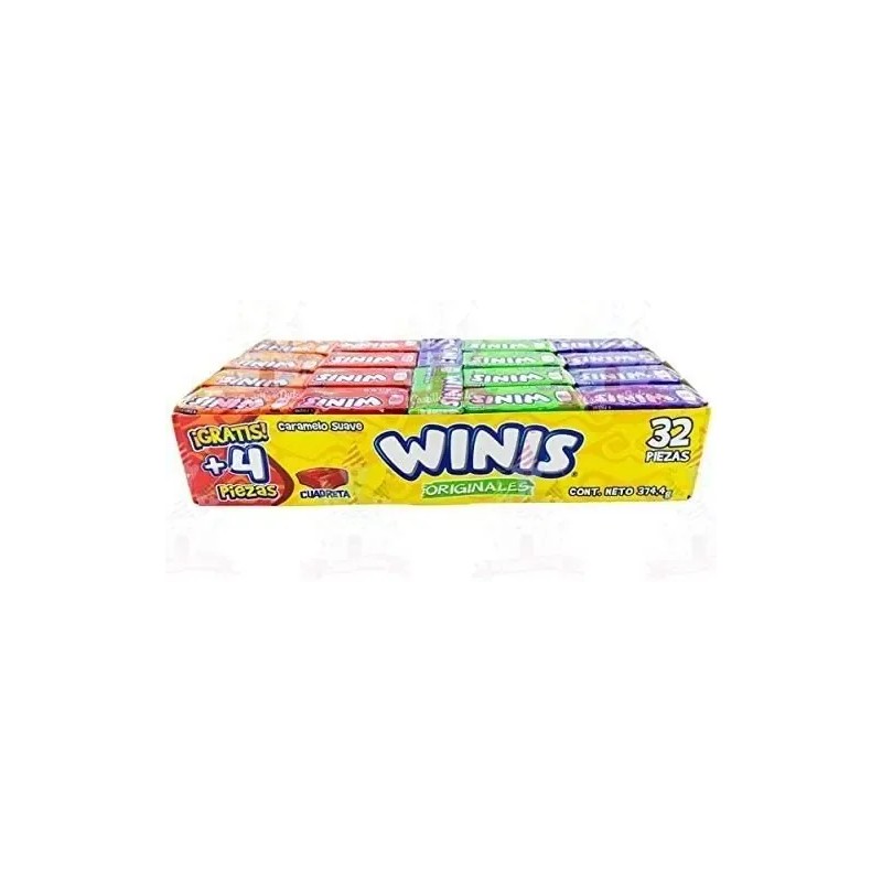Winis Chicloso Minis Originales Caramelo Suave Dulce 32 Pz