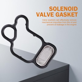 Polcatay 2 PCS Solenoid Gasket, Engine Oil Filter Housing Gasket with O-Ring Kit, Valve Filter VTEC Washer Replacement 15815-R40-A01 91319-PAA-A01, Compatible with Honda (Black)