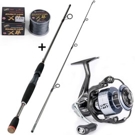 Sougayilang 5.9ft Ultra-Sensitive Glass Fiber Fishing rods set，13 + 1 Anti-Reverse Ball Bearings and 5.1:1 High-Speed Gear Ratio Casting Reel Combo for Outdoor fishing supplies - Color: Gray, size: 5.9FT/1000