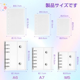 FUHAIFUNANDX Sealing Pad, A6, A7, M5, 20 Refills, Transparent Binder, 6 Holes, Seal Storage, Girls, Clear, Large, Popular Goods, Stylish, Cute (Transparent, M5)