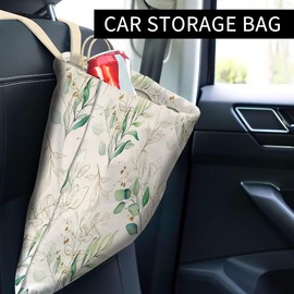 ABUIFDK Car Trash Can, Cute Car Trash Bag, Hanging Car Organizer and Storage Bag, Trash Bin for Car Accessories, Vehicle, Travelling, Camping Cute Golden Leaf