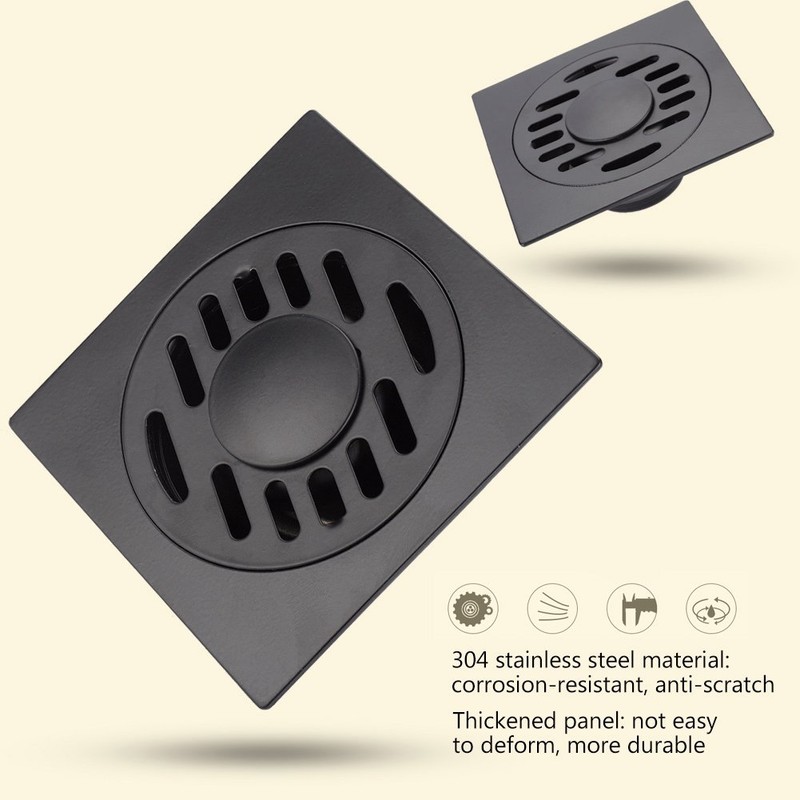 Floor Drain, Square Shower Floor Drains with Black Paint Stainless