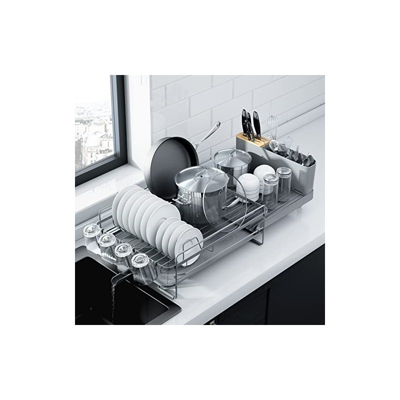 Kitsure Large Dish Drying Rack - Extendable Dish Rack, Multifunctional