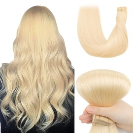 YDDM Tape-In Real Hair Extensions, 20 Pieces, 45 cm, 40 g, Bleach Blonde Invisible Tape Extensions, Real Hair Tape Extensions, Skin Weft Hair Extensions (18 Inches, 613#)