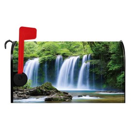 Baocicco Waterfall Magnetic Mailbox Cover Pool Lake Green Plants Mountain Mailbox Cover Spring Natural Landscape Mailwraps Standard Size 21x18 Inch Fabric Mail Box Cover for Outdoor Rustic House