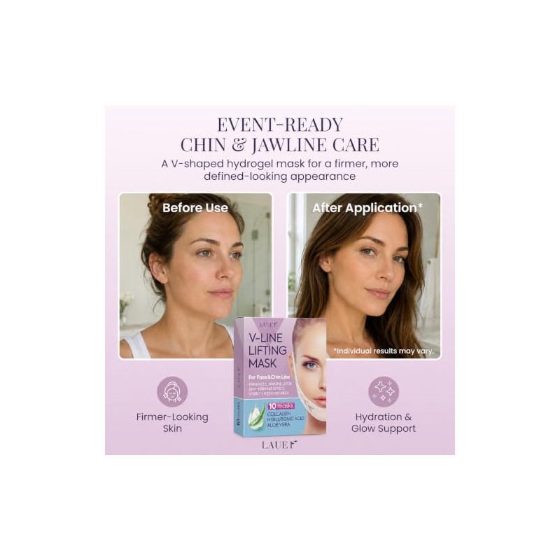 LAUER COSMETIC Mascarilla Hidrogel en V para Mentón con Colágeno,