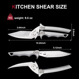 Heavy Duty Kitchen Scissors for All Purpose, Food Stainless Poultry Shears, Multi-Purpose Kitchen Shears for Meat, Chicken, Turkey Cutting