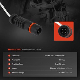 Frankberg 2x Brake Pad Wear Sensor 2-Pin Rear Compatible with Sprinter 5-T Platform/Chassis B905 616 Vario Bus B670 810 812 813 814 815 816 818 Replace# 6695400717