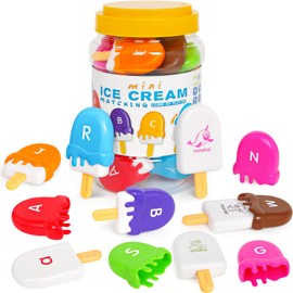Letters Matching Ice Cream Alphabet Learning Toys,Counting Animals and Color Sorting Set Preschool Learning Activities Stacking Toys,Upper & Lowercase ABC Game Fine Motor Toys Gift for 3+Year Old Kids