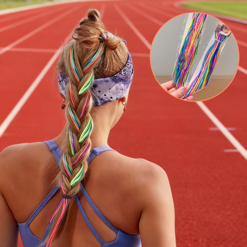 80PCS Hair Braiding Thread, Rainbow Gradient Hair Wraps String for
