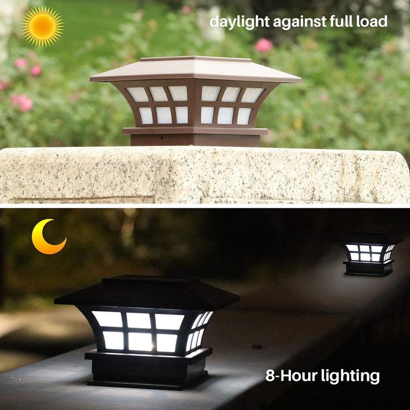 2 Pcs Solar Post Lamp Garden Fence Landscape Light Outdoor