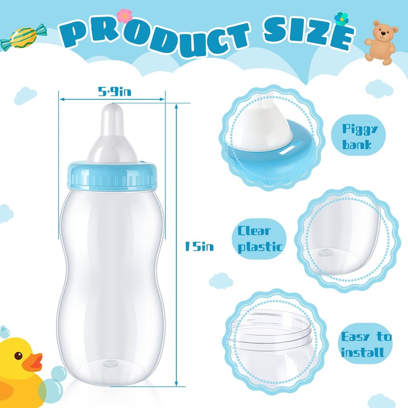 2-in-1 Blue Plastic Baby Bottle Bank - Jumbo Size, Perfect