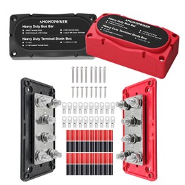 Jamgoer 450A Bus Bar 12v Power Distribution Block 6 x 5/16"(M8) Terminal Block Heavy Duty Waterproof Buss Bar Junction Block Marine Battery Bus bar for Automotive Boat Solar System