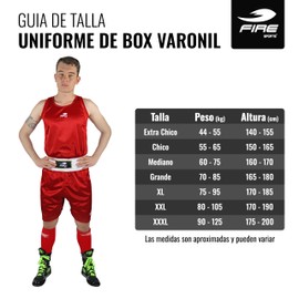 FIRE SPORTS Uniforme Oficial Rojo Box Olímpico Varonil (Rojo, Chico)