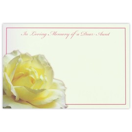 celloexpress In Loving Memory Aunt (Cream Rose) Flower Message Cards - 60mm x 90mm - Bereavement Florist Card Sympathy Condolences Notes (Pack of 10)